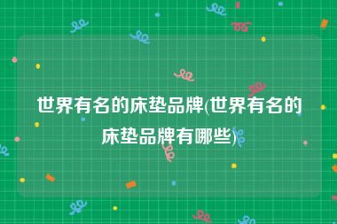世界有名的床垫品牌(世界有名的床垫品牌有哪些)