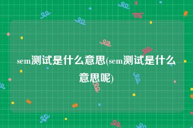 sem测试是什么意思(sem测试是什么意思呢)