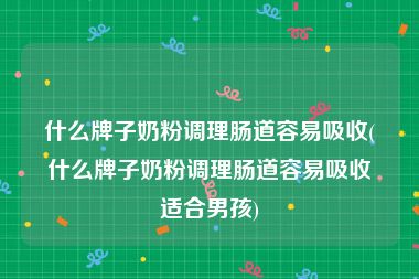 什么牌子奶粉调理肠道容易吸收(什么牌子奶粉调理肠道容易吸收适合男孩)
