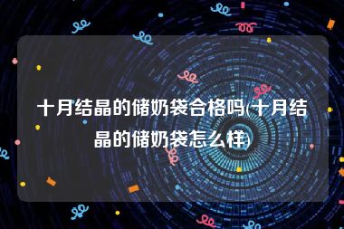 十月结晶的储奶袋合格吗(十月结晶的储奶袋怎么样)
