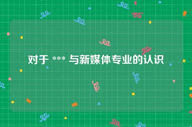 对于 *** 与新媒体专业的认识