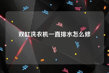 双缸洗衣机一直排水怎么修