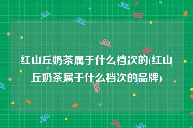 红山丘奶茶属于什么档次的(红山丘奶茶属于什么档次的品牌)