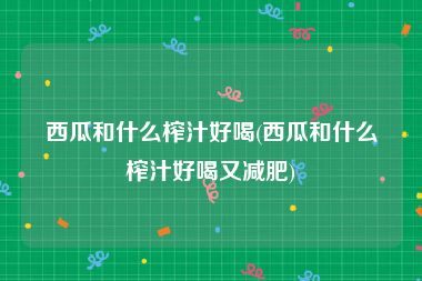西瓜和什么榨汁好喝(西瓜和什么榨汁好喝又减肥)