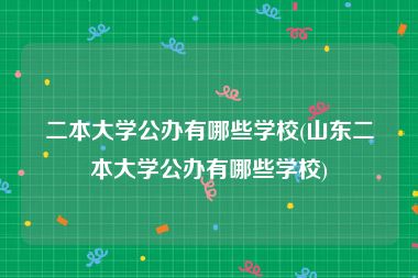 二本大学公办有哪些学校(山东二本大学公办有哪些学校)