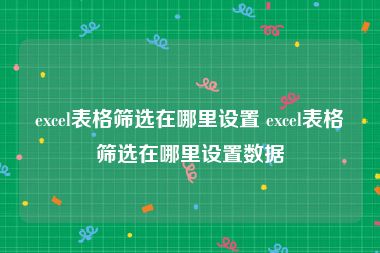 excel表格筛选在哪里设置 excel表格筛选在哪里设置数据