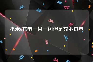 小米6充电一闪一闪但是充不进电