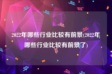 2022年哪些行业比较有前景(2022年哪些行业比较有前景了)