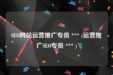 SEO网站运营推广专员 *** (运营推广SEO专员 *** )