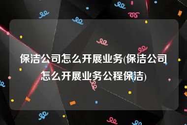 保洁公司怎么开展业务(保洁公司怎么开展业务公程保洁)
