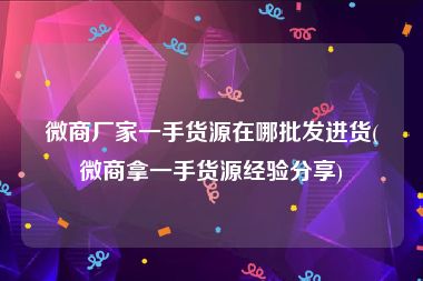 微商厂家一手货源在哪批发进货(微商拿一手货源经验分享)