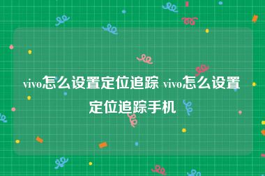 vivo怎么设置定位追踪 vivo怎么设置定位追踪手机