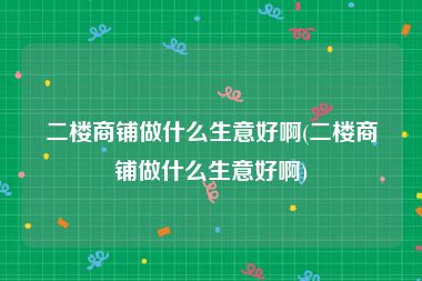 二楼商铺做什么生意好啊(二楼商铺做什么生意好啊)