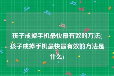 孩子戒掉手机最快最有效的方法(孩子戒掉手机最快最有效的方法是什么)