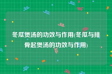 冬瓜煲汤的功效与作用(冬瓜与排骨起煲汤的功效与作用)