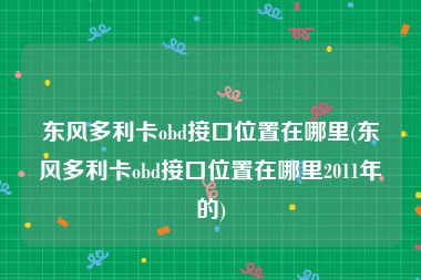 东风多利卡obd接口位置在哪里(东风多利卡obd接口位置在哪里2011年的)