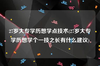 27岁大专学历想学点技术(27岁大专学历想学个一技之长有什么建议)