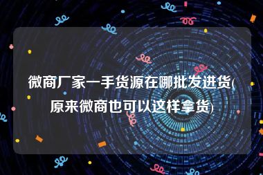 微商厂家一手货源在哪批发进货(原来微商也可以这样拿货)