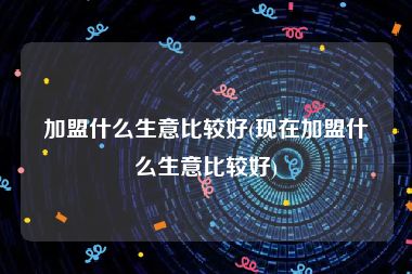 加盟什么生意比较好(现在加盟什么生意比较好)
