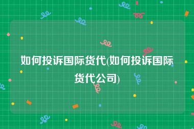 如何投诉国际货代(如何投诉国际货代公司)