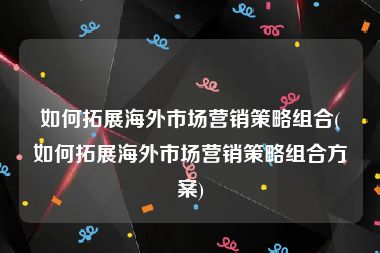 如何拓展海外市场营销策略组合(如何拓展海外市场营销策略组合方案)
