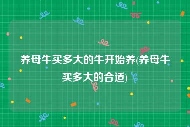 养母牛买多大的牛开始养(养母牛买多大的合适)
