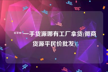  *** 一手货源哪有工厂拿货(微商货源平民价批发)