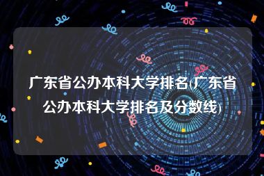 广东省公办本科大学排名(广东省公办本科大学排名及分数线)