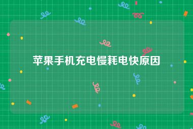 苹果手机充电慢耗电快原因