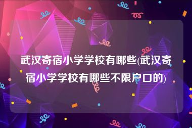 武汉寄宿小学学校有哪些(武汉寄宿小学学校有哪些不限户口的)