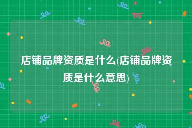 店铺品牌资质是什么(店铺品牌资质是什么意思)
