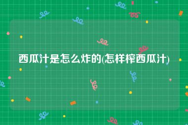 西瓜汁是怎么炸的(怎样榨西瓜汁)