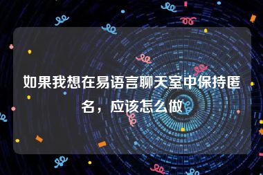 如果我想在易语言聊天室中保持匿名，应该怎么做