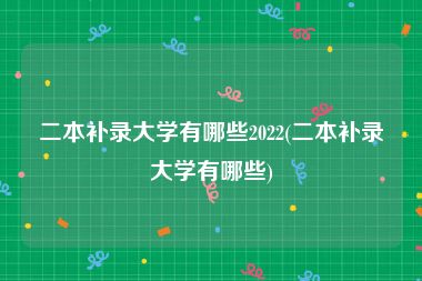 二本补录大学有哪些2022(二本补录大学有哪些)