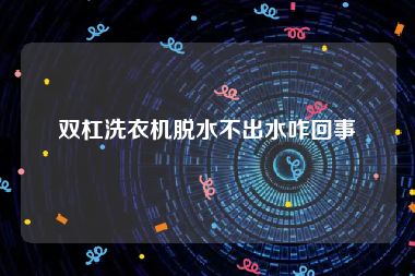 双杠洗衣机脱水不出水咋回事