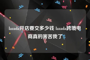 lazada开店要交多少钱 lazada跨境电商真的害苦我了