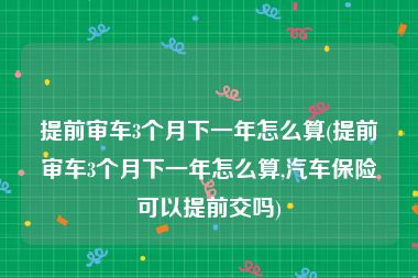 提前审车3个月下一年怎么算(提前审车3个月下一年怎么算,汽车保险可以提前交吗)