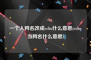 一个人网名改成echo什么意思(echo当网名什么意思)