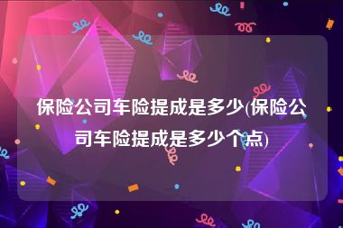 保险公司车险提成是多少(保险公司车险提成是多少个点)