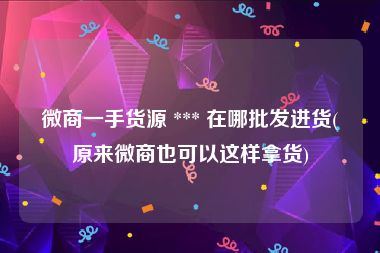 微商一手货源 *** 在哪批发进货(原来微商也可以这样拿货)