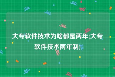 大专软件技术为啥都是两年(大专软件技术两年制)