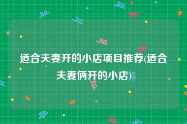 适合夫妻开的小店项目推荐(适合夫妻俩开的小店)