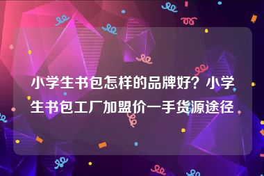 小学生书包怎样的品牌好？小学生书包工厂加盟价一手货源途径