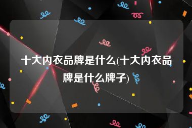 十大内衣品牌是什么(十大内衣品牌是什么牌子)