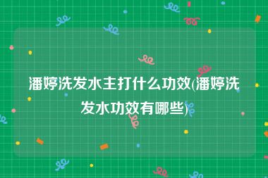 潘婷洗发水主打什么功效(潘婷洗发水功效有哪些)