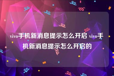 vivo手机新消息提示怎么开启 vivo手机新消息提示怎么开启的