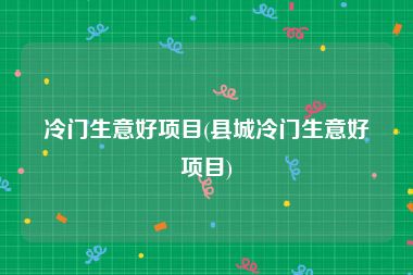 冷门生意好项目(县城冷门生意好项目)