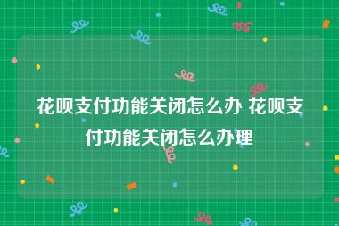 花呗支付功能关闭怎么办 花呗支付功能关闭怎么办理
