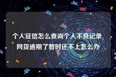 个人征信怎么查询个人不良记录 网贷逾期了暂时还不上怎么办