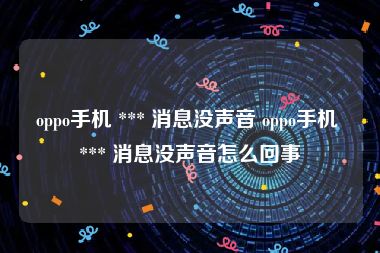 oppo手机 *** 消息没声音 oppo手机 *** 消息没声音怎么回事
